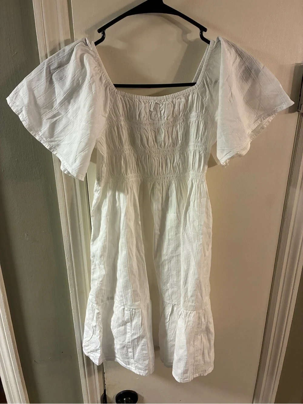 Old Navy Girls M Medium (8) White Peasant Dress Short Sleeve